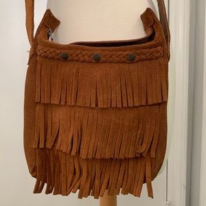 Minnetonka Tan Fringe Crossbody Bag